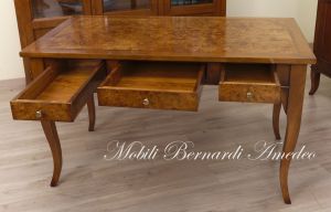 Classic desk made of solid walnut wood with top made of poplar briar